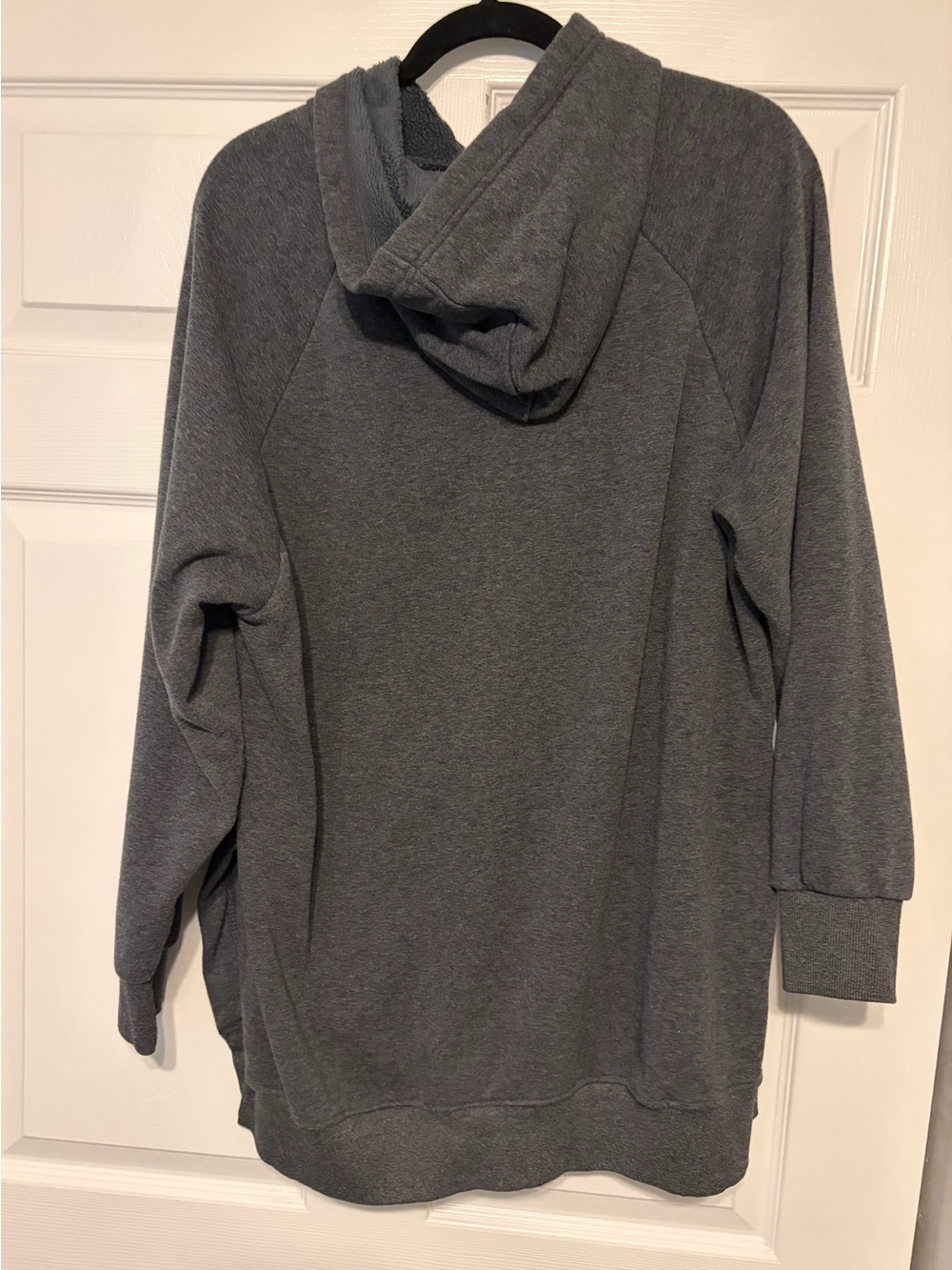 The Warmy Sherpa Lined Hooded Sweatshirt XL Charcoal Gray Cozy Pullover Hoodie